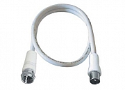 Antenna cable, F plug/PAL plug, double shielded, white