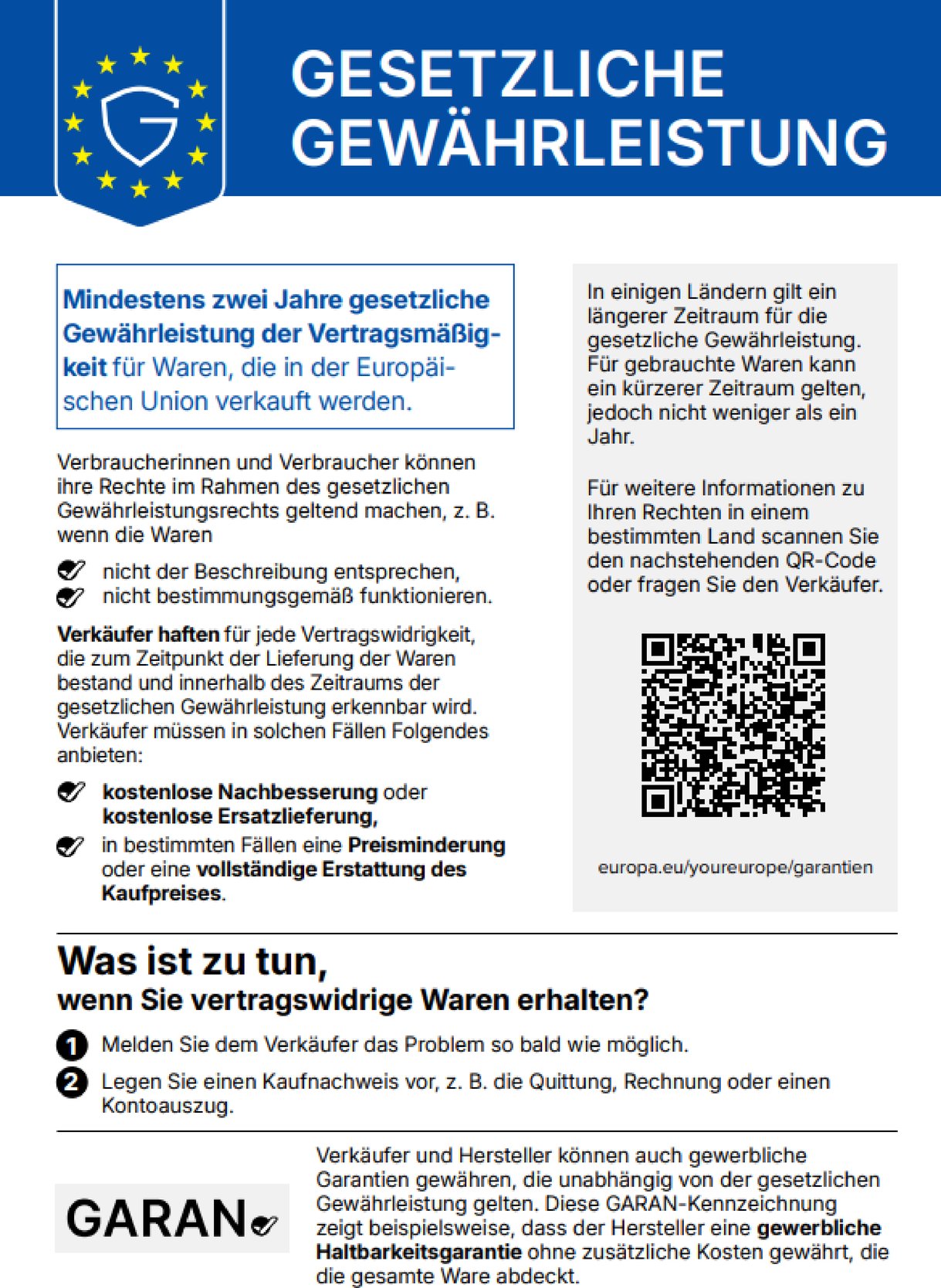Gesetzliche Gew&auml;hrleistung
